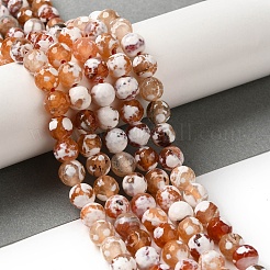 Brins de perles d'agate craquelées au feu naturel teintées et chauffées&nbsp;G-P539-B01-12