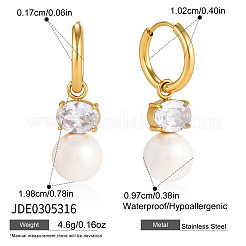 Pendientes de aro de acero inoxidable 304 con micropavé de circonitas cúbicas&nbsp;WG0470F-02