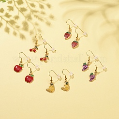 Orecchini pendenti con frutti in lega con smalto&nbsp;EJEW-JE04916