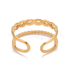 Anillo de puño abierto de doble línea de acero inoxidable 304 con revestimiento iónico (IP) para mujer&nbsp;RJEW-A005-28G