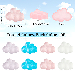 40 Stück 4 Farben leuchtende transparente Harz-Cabochons&nbsp;RESI-SC0006-58