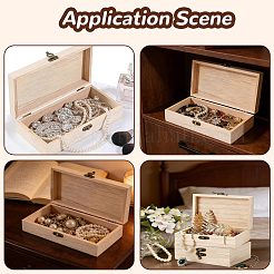 Cajas de almacenamiento de madera con tapa abatible y cierres metálicos&nbsp;CON-WH0095-230