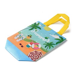 Sacchetti regalo pieghevoli riutilizzabili in tessuto non tessuto stampato a tema estivo con manico&nbsp;ABAG-F009-B01