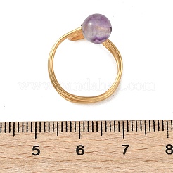 Anillos abiertos tipo brazalete con piedras preciosas naturales&nbsp;RJEW-JR01071