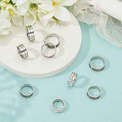 16 шт. 8 стиля 201 заготовка для кольца из нержавеющей стали для изготовления инкрустированных ювелирных изделий&nbsp;RJEW-SC0001-28