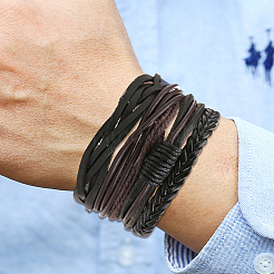1 borsa di bracciali intrecciati in cordino di pelle PU regolabile con stili misti per unisex&nbsp;BJEW-CL0001-47A