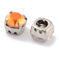 Плоский круглый опал с пришивкой стразами&nbsp;RGLA-G024-12B-P