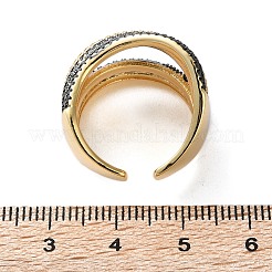 Латунное многолинейное открытое кольцо-манжета с покрытием стойки&nbsp;RJEW-C065-01G