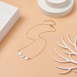 Collana con ciondolo mamma parola conchiglia naturale con catene portacavi in ottone dorato per la festa della mamma&nbsp;NJEW-JN04151-01