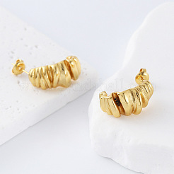 Boucles d'oreilles à clous torsadées irrégulières en acier inoxydable 304 pour femmes&nbsp;FC7299