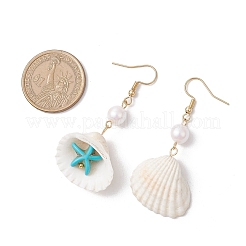 Серьги-подвески в форме ракушки из нержавеющей стали 304&nbsp;EJEW-JE06269