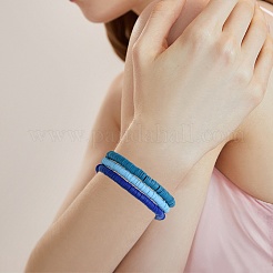 6 Stück 6 Farben handgefertigte Stretch-Armbänder aus Polymerton&nbsp;BJEW-SW00139
