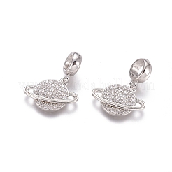 Charms pendenti europei in ottone con micro pavé di zirconi cubici&nbsp;ZIRC-E163-07P