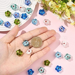 24 шт. 6-цветные стеклянные бусины ручной работы из серебряной фольги в технике лэмпворк&nbsp;FOIL-YW0001-02