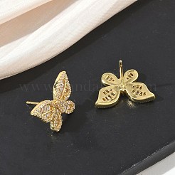 Boucles d'oreilles puces en laiton et zircon cubique transparent&nbsp;KK-CBA36A2-11G