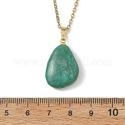 Collana con ciondolo a goccia in amazzonite naturale e catena in acciaio inossidabile 304&nbsp;NJEW-JN06417