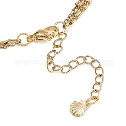 Collana a doppio strato con ciondolo a forma di sole in conchiglia d'acqua dolce naturale e lega di vetro&nbsp;NJEW-JN05469-03