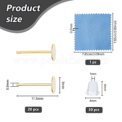 20 шт. 925 плоские серьги-гвоздики из стерлингового серебра&nbsp;STER-DC0001-63B