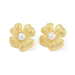 Orecchini a bottone in ottone con fiori&nbsp;EJEW-Q391-24G
