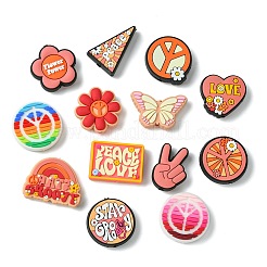 26 pièces 13 styles de perles en plastique pvc sur le thème de la paix&nbsp;PVC-CJ0001-02
