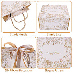 Geschenktaschen aus Papier mit Blumendruck&nbsp;ABAG-WH0044-82C