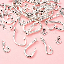 50 шт. 5 стиля застежки-крючки из сплава в тибетском стиле&nbsp;TIBE-YW0001-66