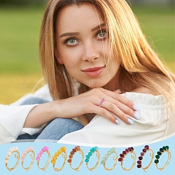 10 Stück Ringe aus natürlicher weißer Jade&nbsp;RJEW-UN00053