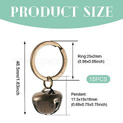 15 porte-clés pendentif cloche en fer&nbsp;HJEW-TA00408