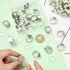 24 Stück 4 Stile verstellbare Fingerringe aus 304 Edelstahl&nbsp;DIY-FS0010-54