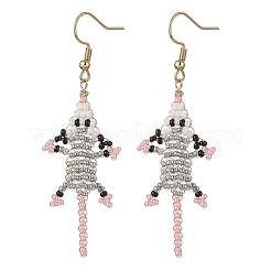 Pendientes colgantes de acero inoxidable 304 con cuentas de vidrio&nbsp;EJEW-MZ00825