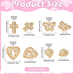8 pendentif en laiton creux de 4 styles.&nbsp;KK-YW0004-77