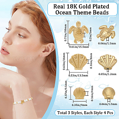 12 шт. 3 стиля бусин из нержавеющей стали 304&nbsp;STAS-BBC0005-26