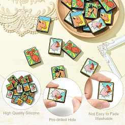 20 perles de tarot en silicone de 4 couleurs&nbsp;SIL-CJ0002-81