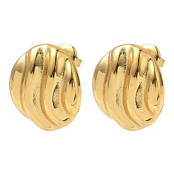 Pendientes de botón ovalados texturizados de acero inoxidable 304 para mujer&nbsp;EJEW-K333-20G