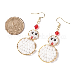 Серьга с подвесками из стеклянной бусины&nbsp;EJEW-TA00533