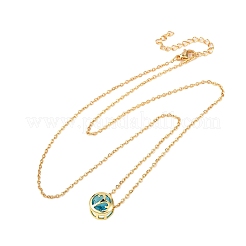 Collane con catena a maglie e ciondolo a forma di costellazione in ottone con zirconi cubici e pietra portafortuna&nbsp;LS-NJEW-D334-01G-07
