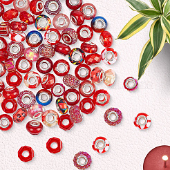 90 шт. 15 стиля красных прозрачных смоляных европейских бусин&nbsp;RPDL-SP0001-06