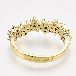 Регулируемые латунные кольца из микро-паве циркония&nbsp;RJEW-S044-027