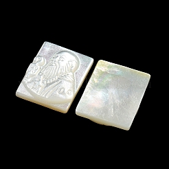 Резные кабошоны из натуральной белой ракушки&nbsp;SSHEL-N038-07-07