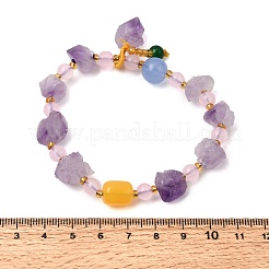 Braccialetti elasticizzati da donna con ciondoli in pepite di ametista grezza naturale.&nbsp;GG-CBA2C9C-10