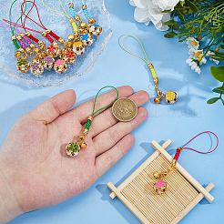 12 шт. 6-цветный железный эмалированный цветок и колокольчик подвеска для мобильного телефона ремешки&nbsp;HJEW-DC00101