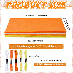 20 Blatt 5 Farben quadratischer Filzstoff&nbsp;DIY-CY0003-35B