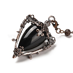 Pendentifs pendule de radiesthésie triangle obsidienne naturelle&nbsp;G-G022-01R-07