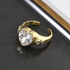 Offene Manschettenringe aus Messing mit Zirkonia-Pavé für Damen&nbsp;RJEW-L343-08G-01