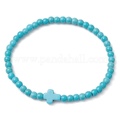3 Stück 3 Farben synthetische türkisfarbene Perlen Stretch-Armband-Sets für Frauen&nbsp;BJEW-JB11165