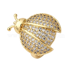 Anillos de puño abiertos ajustables con micropavé de circonita cúbica de latón para mujer&nbsp;RJEW-A072-01C-G