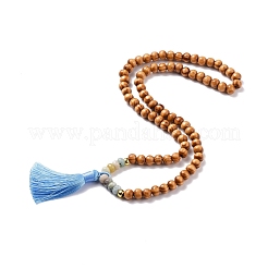 Bracelet wrap perles rondes fleur naturelle amazonite & bois&nbsp;BJEW-JB08092