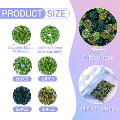 100 шт. 5 вида бусин из полимерной глины со стразами&nbsp;RB-TA0001-24