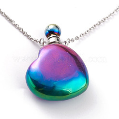 Colliers pendentifs de bouteille de parfum ouvrable en cristal de quartz naturel électrolytique&nbsp;NJEW-H216-10C-P