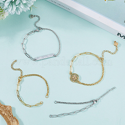 16 шт. 2-х цветные латунные цепочки-панцирные и скрепки для изготовления браслета&nbsp;MAK-SC0001-38